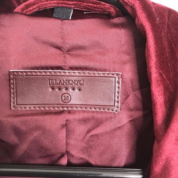 Blank NYC Blazer Womens M Velvet Burgundy One Button Holiday Formal Soft - Picture 7 of 11